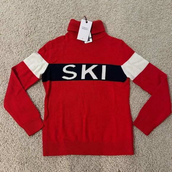 Perfect Moment Ski Merino Wool Sweater Mock Neck Base Layer Large Red NWT - Picture 1 of 5